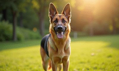 Chien berger allemand en plein air dans un parc ensoleille