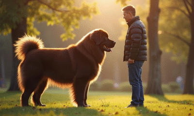 Chien Newfoundland géant dans un parc en plein air