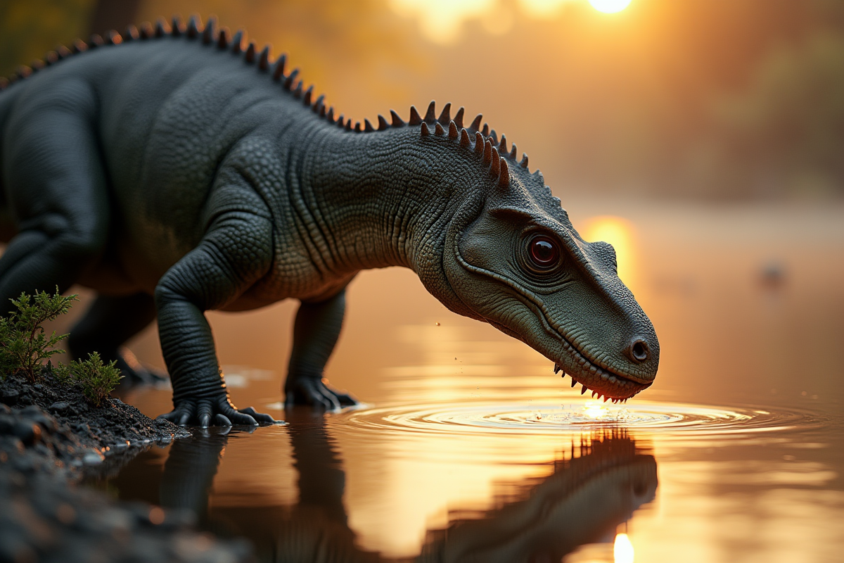 Iguanodon buvant au bord d